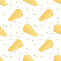 Seamless pattern with cheese and pieces on a white background. Dairy farm product. Cute print for textiles, paper and other designs. A source of vitamins and healthy food vector