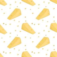 Seamless pattern with cheese and pieces on a white background. Dairy farm product. Cute print for textiles, paper and other designs. A source of vitamins and healthy food vector