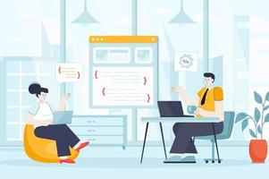 Programmer working concept in flat design vector illustration