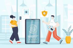 Biometric access control concept in flat design vector illustration