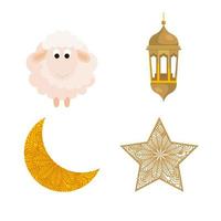 collection, eid al adha mubarak icons decoration vector