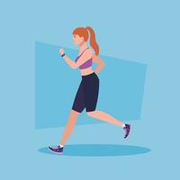 woman running, woman in sportswear jogging, female athlete, sporty person vector