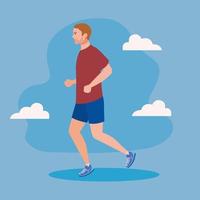 man running, man in sportswear jogging, male athlete, sporty person vector