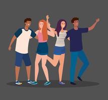 personajes felices, gente joven, entusiasmo por la amistad, risas alegres de la felicidad vector