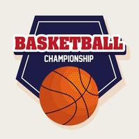 basketball championship, emblem, design with basketball ball vector