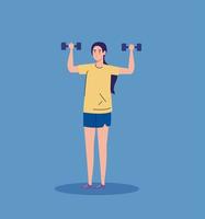 woman with weights, heavy equipment, sport and leisure vector