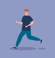 man jogging, running practicing exercise, sport competition vector