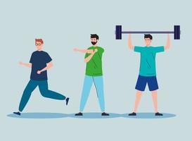 group of men practicing exercise, lifestyle sport vector