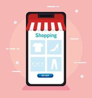 shopping online on website or mobile, concept marketing and digital marketing in smartphone vector