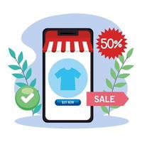 shopping online on website or mobile, concept marketing and digital marketing in smartphone, discounts and promotion vector