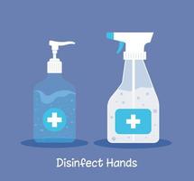 hand sanitizer bottles, washing gel, self protect from covid 19 vector