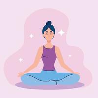 woman meditating, concept for yoga, meditation, relax, healthy lifestyle vector