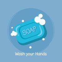 soap bar with foam, sanitizer cleaning concept vector