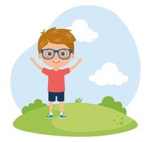 cute boy in the park nature vector