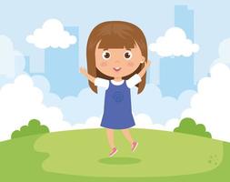 cute girl in the park nature vector