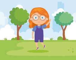 cute girl in the park nature vector