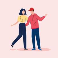 young couple togethers avatar character vector