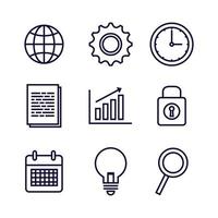 conjunto de iconos de negocios, iconos para negocios, gestión, finanzas, estrategia, marketing vector