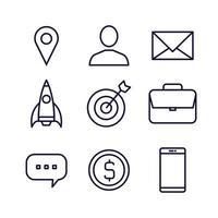 business icons set, icons for business, management, finance, strategy, marketing vector