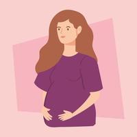 cute woman pregnant avatar character vector