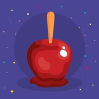 delicioso icono de manzana de caramelo rojo vector