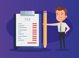 businessman with document tax and pencil vector