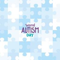 world autism day with puzzle pieces background vector