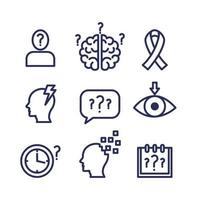 paquete de iconos del día mundial del alzheimer vector