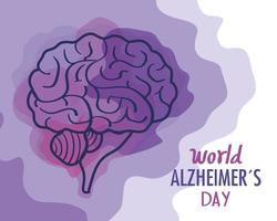 día mundial del alzheimer con cerebro vector