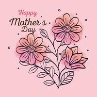 happy mother day card with flowers decoration vector