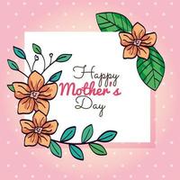 happy mother day card with flowers decoration vector