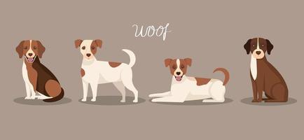 group of dogs animals icons vector