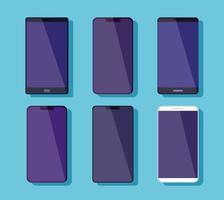 set of smartphones devices technology vector