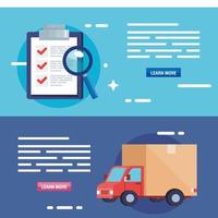 set poster of delivery logistic service vector
