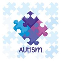 world autism day with puzzle pieces vector