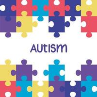 world autism day with puzzle pieces vector