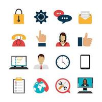 set icons of call center vector