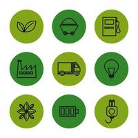 paquete de iconos ecológicos e industriales vector