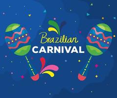 poster of brazilian carnival with maracas and decoration vector