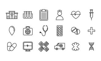 bundle of medicine set icons vector