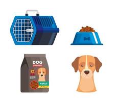 set icons of dog animal vector