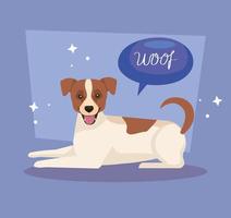 cute spotted dog with speech bubble vector