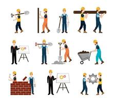 set workers construction and icons vector