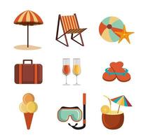 bundle of summer season set icons vector