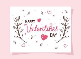 happy valentines day cards with branches and hearts vector