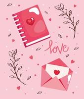 set of cute icons for happy valentines day vector