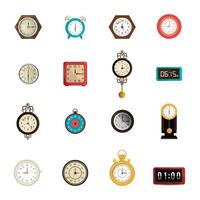 bundle of clocks different icons vector