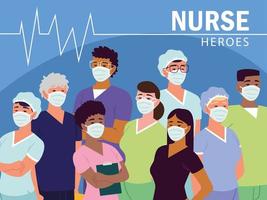 nurses heroes characters vector