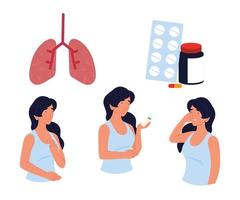 asthma woman medicine vector