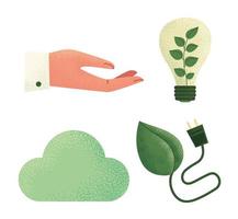 set ecology sustainable vector